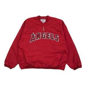 Majestic Anaheim Angels Windbreaker Jacket XL Mens 1/4 Zip Pullover Sweatshirt